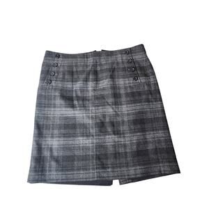 GAP Black Gray Plaid A-Line Academia Active Lined Pockets Stretch Skirt SZ 10